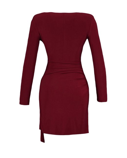 Trendyol Red Burgunderrotes, Kurzes Abendkleid Aus Strick Elegantes Kleid Für Damen