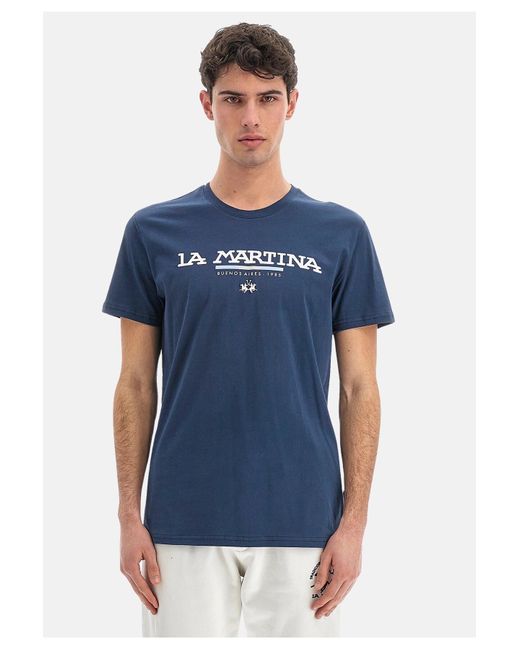 La Martina Shirt t-shirt regular fit winford mit logo-print in Blue für Herren