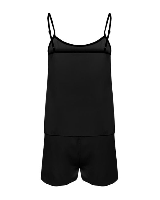 Trendyol Black Satin-pyjama-set – es tülldetail, seilriemen