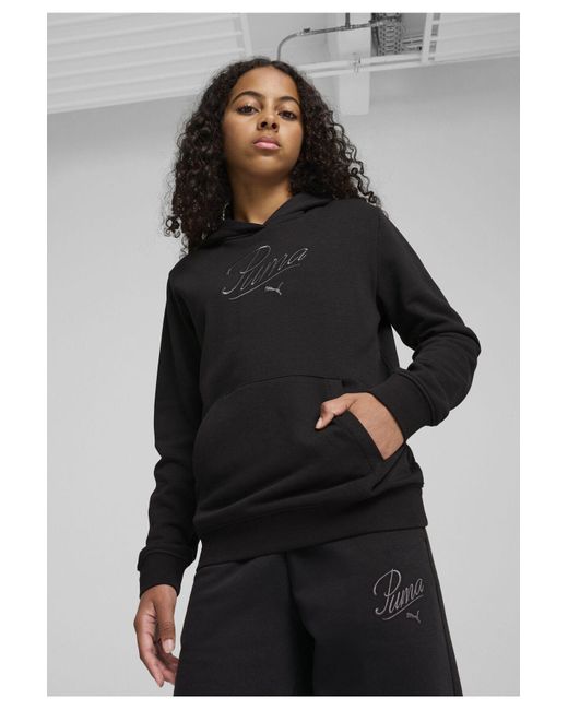 PUMA Black Essentials Script Hoodie Für Damen