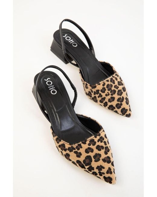 Soho Metallic Klassische Schuhe Mit Absatz Und Leopardenmuster Für Damen