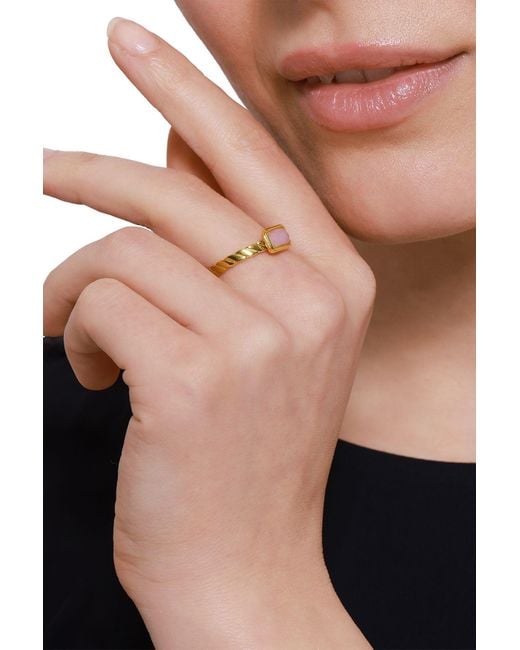 Heideman White Ring Mit Fliederfarbenden Stein Nomin Modisch Für Damen