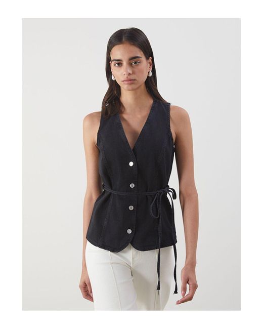 LC Waikiki White Lcwaikiki Klassische Jeansweste Mit V-Ausschnitt Für Damen
