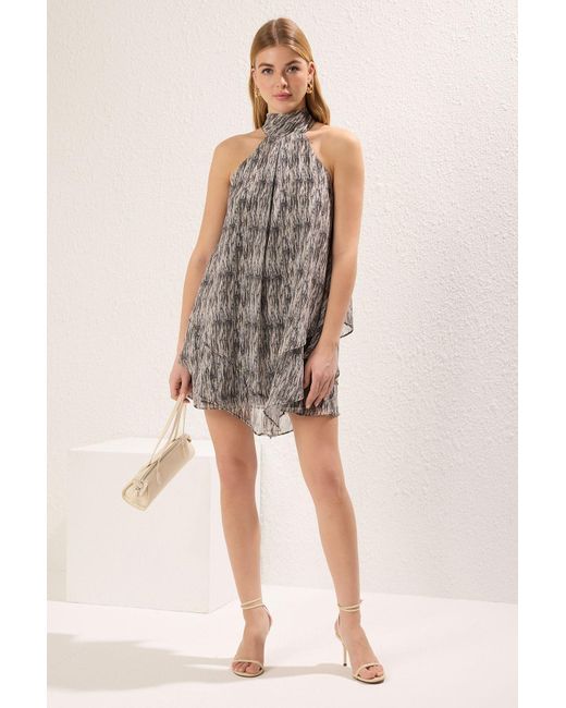 Trendyol Gray Graues Minikleid Mit Mehrlagigem Rock Und Chiffonfutter – Limited Edition Für Damen