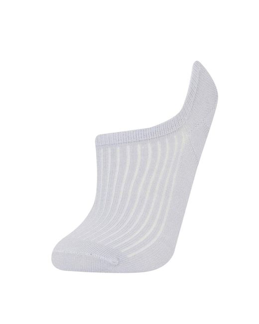 Defacto White 3-Teilige Sneaker-Socken Aus Baumwolle E2085Axns Für Damen