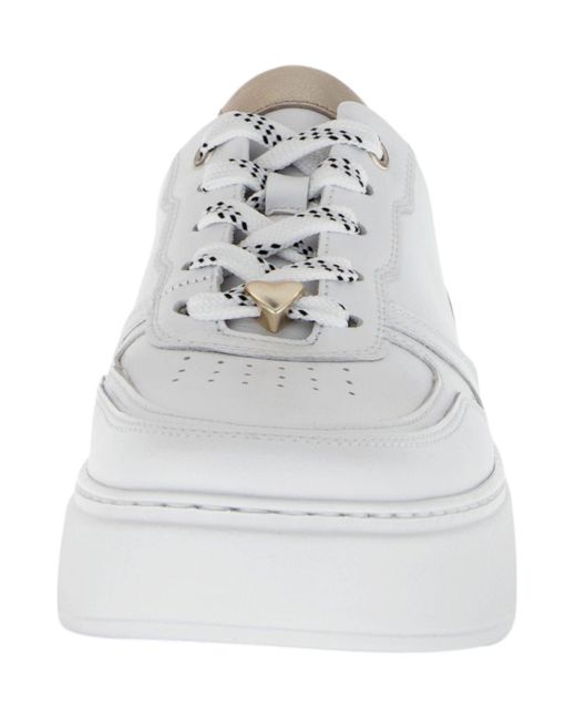 Gabor White Low Sneaker Low Top G-Weite 66.485 52 Weiss/Puder Leder Für Damen