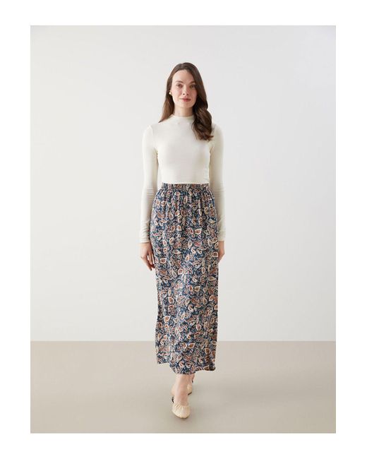 LC Waikiki Natural Lcw Gemusterter Rock Mit Elastischem Bund Für Damen