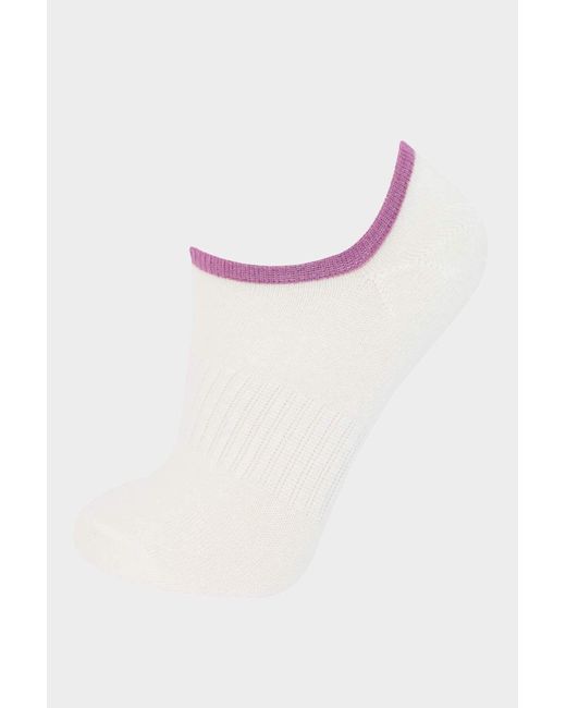 Defacto White 3-Teilige Sneaker-Socken Aus Baumwolle E2090Axns Für Damen