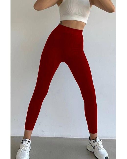 Madmext Red Burgunderrote Strumpfhose Mit Hoher Taille Für Damen