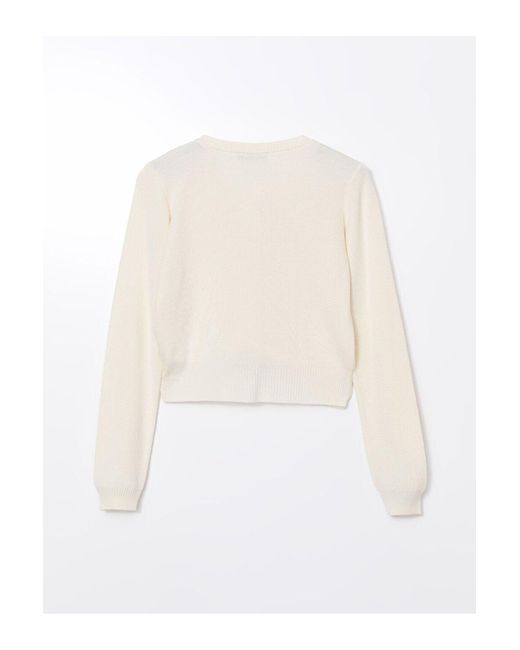 LC Waikiki White Xside Strickjacke Mit Rundhalsausschnitt Für Damen