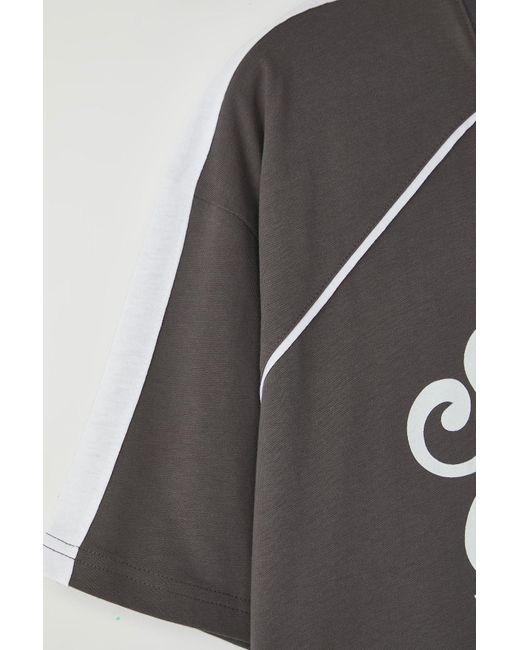 Trendyol Anthrazitfarbenes, Übergroßes Baumwoll-T-Shirt Mit College-Print – Für Herren in Gray für Herren