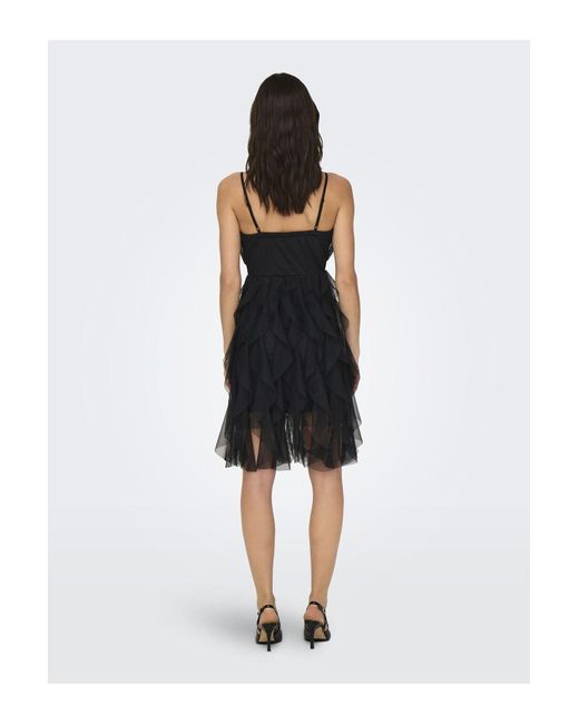 ONLY Black Kleid normal geschnitten v-ausschnitt schmale träger kurzes kleid