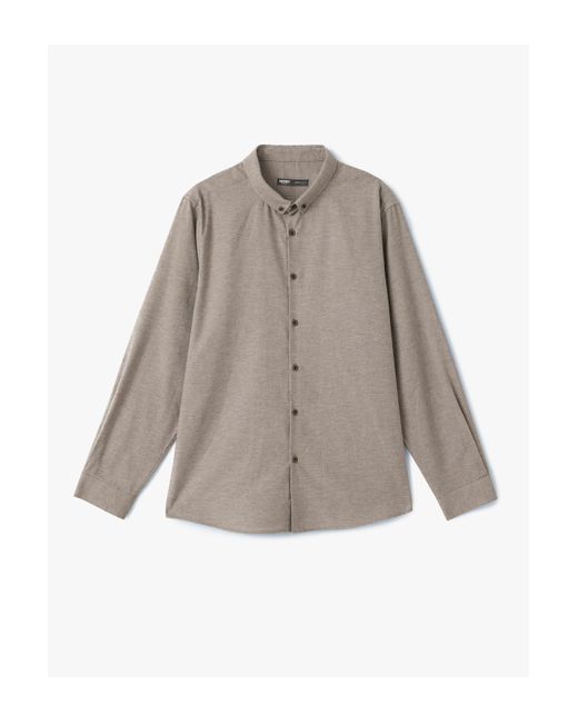 Koton Langärmliges Slim-Fit-Hemd Aus Baumwollmischung Mit Knopfkragen Für Herren in Gray für Herren