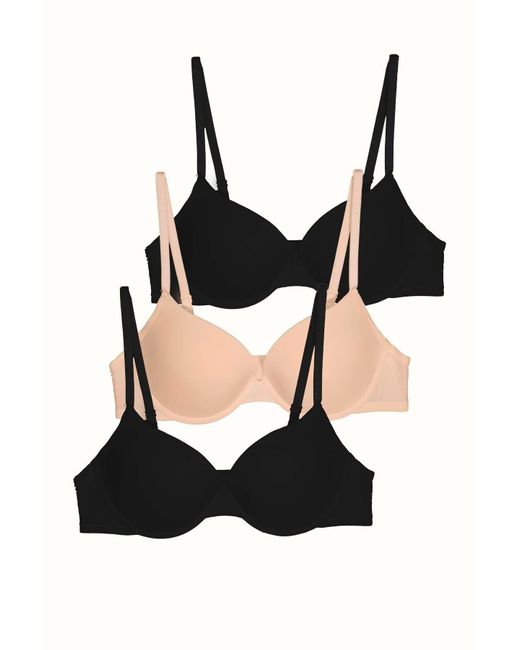 C&City Black Push-Up-Bh Aus Weichem Strick, 3Er-Pack – /Haut C38015 Für Damen