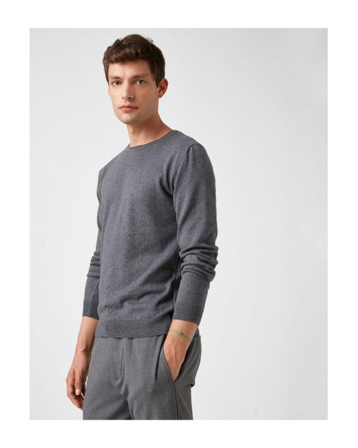 Koton Langarm-Strickpullover Aus Baumwolle Mit Rundhalsausschnitt Für Herren in Gray für Herren