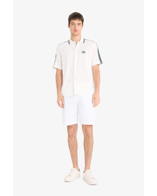 Defacto Relax Fit Polokragen Leichter Stoff Bedrucktes Sommer-Kurzarmhemd Für Herren in White für Herren