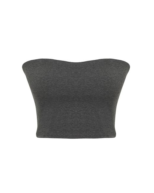 Trendyol Black Anthrazitfarbene, Trägerlose Crop-Bluse Mit Flexibler Passform – Für Damen
