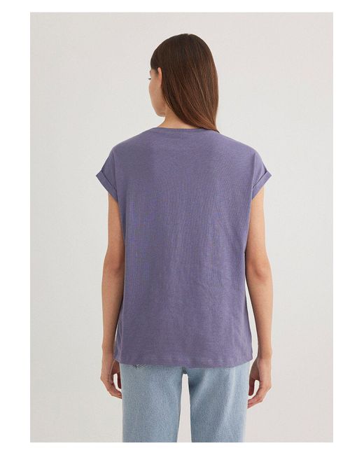 Mavi Blue Basic-T-Shirt Mit V-Ausschnitt, Lockere Passform -70608 Für Damen