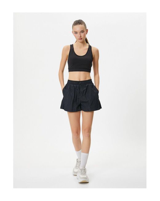 Koton White High Waist Strumpfhose Mit Taschen Mini Shorts Fallschirmstoff Für Damen
