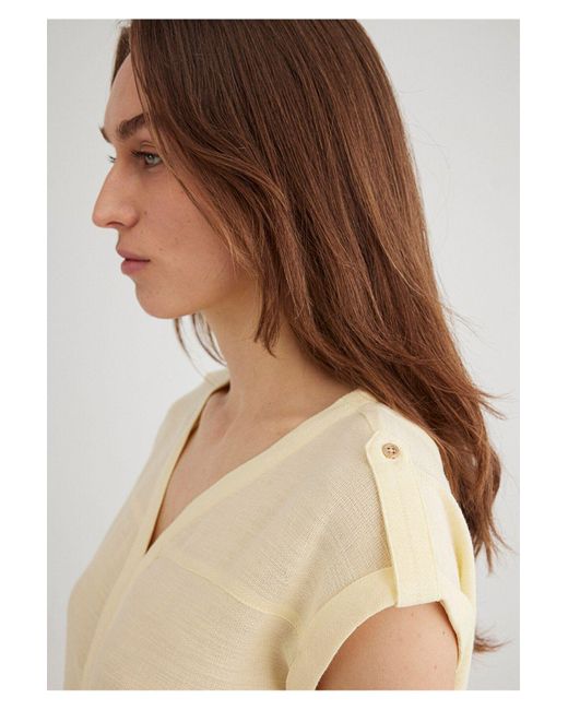 Mavi Blue Gelbe Bluse Mit V-Ausschnitt -71305 Für Damen