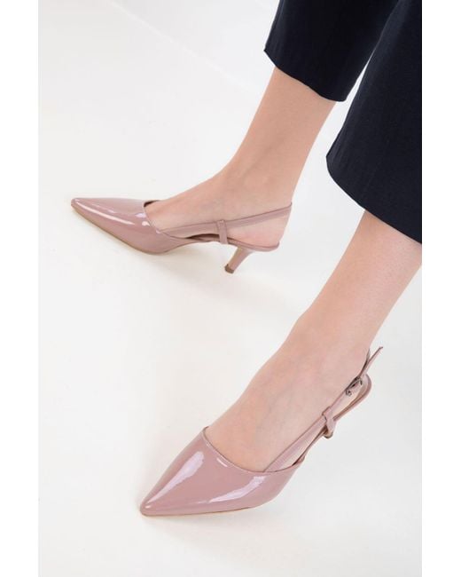 Soho Pink Lachsfarbene Lackleder Klassische Schuhe Mit Absatz Für Damen