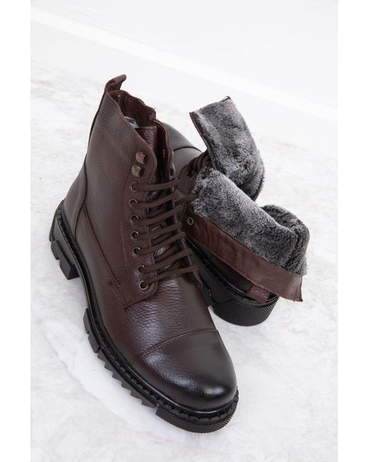 Soho Braune Stiefel Aus Echtem Leder – Bootie Für Herren in Brown für Herren