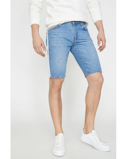 Koton Jeansshorts Mit Blauen Streifen Und Detaillierten Details Für Herren in Blue für Herren