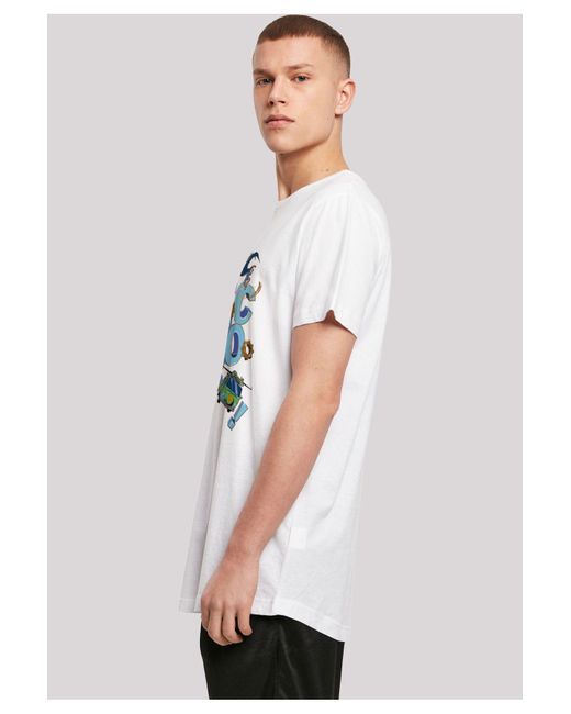 F4NT4STIC Blue Scooby Doo Letters Jumble -Wht With Shaped Long Tee Für Herren