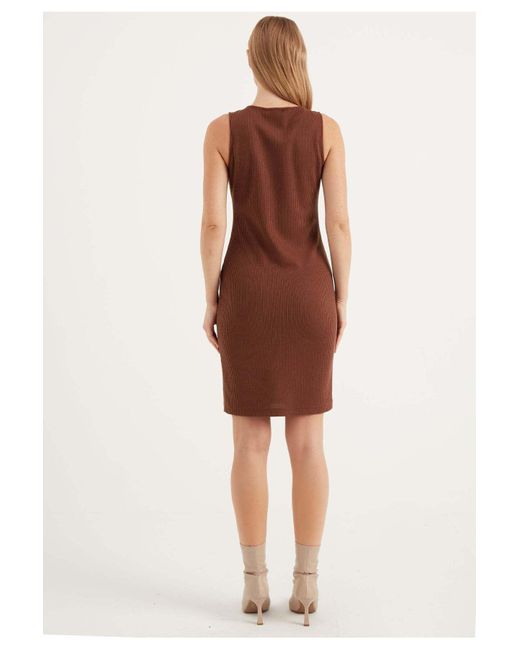 Herita Brown Ärmelloses, Tailliertes Minikleid Mit Reißverschluss Für Damen