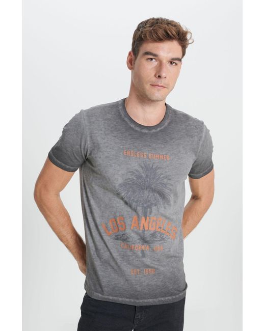 AC&Co / Altınyıldız Classics Anthrazitfarbenes Standard-Fit-T-Shirt Mit Normaler Passform Und Ausgestelltem Rundhalsausschnitt Aus 100 Baumwolle Für Herren in Gray für Herren