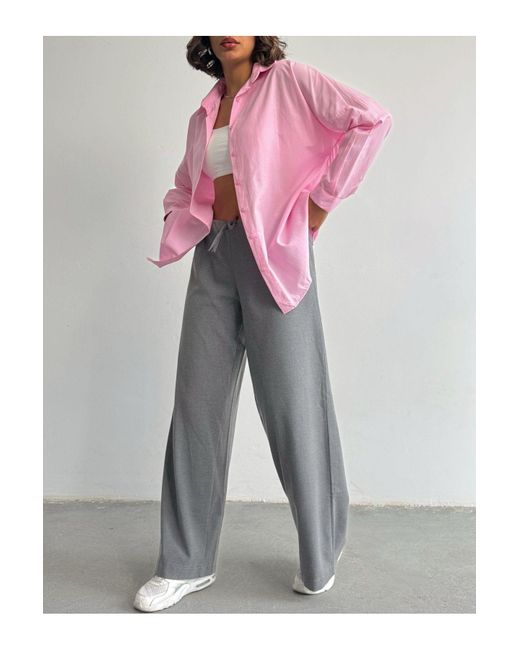 BEJNA Pink Oversize-Langhemd Für Damen
