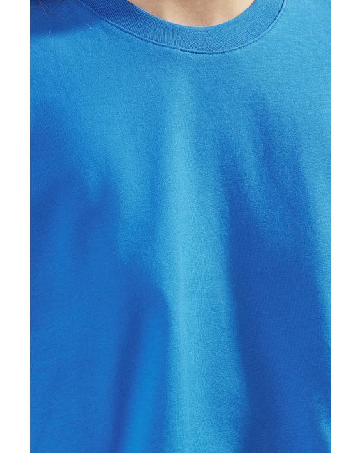 Trendyol Blue Premium saks crop-strick-t-shirt aus 100 % baumwolle