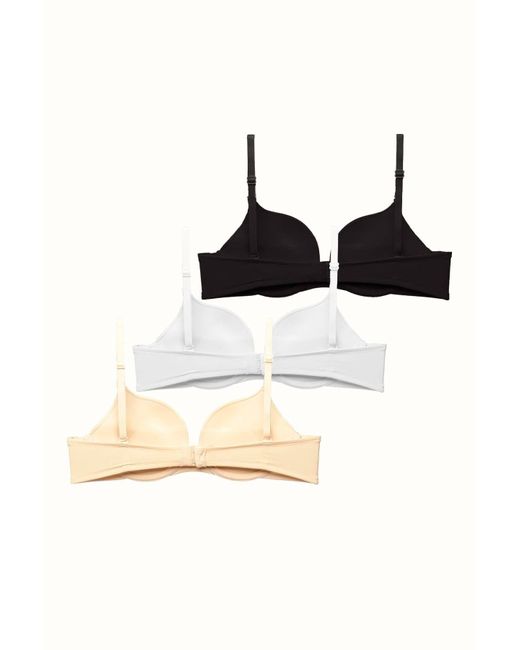 C&City Black 3Er-Pack Weich Bedeckter Doppel-Push-Up-Bh C37030 – /Weiß/Haut Für Damen