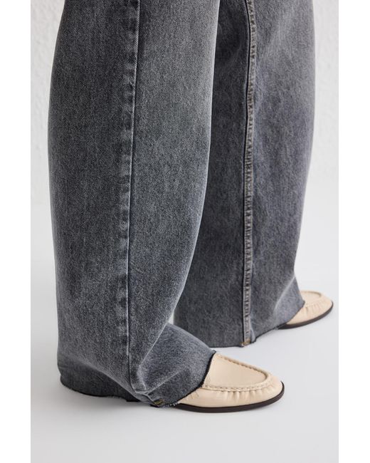 Trendyol Blue Graue Jeans Mit Normaler Taille Und Weitem Bein Für Damen