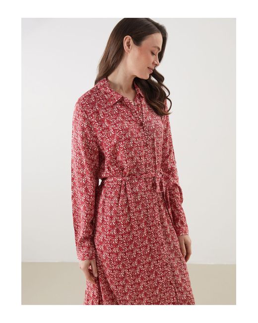LC Waikiki Pink Gemustertes Hemdkleid Für Damen