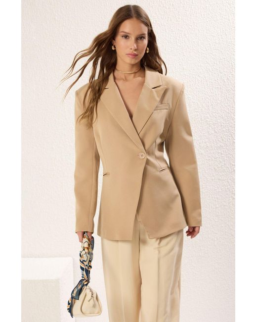 Trendyol Natural Zweireihige Blazerjacke
