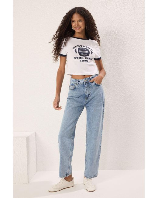 Trendyol Blue Blaue Entspannte Mom-Jeans Mit Hoher Taille Für Damen