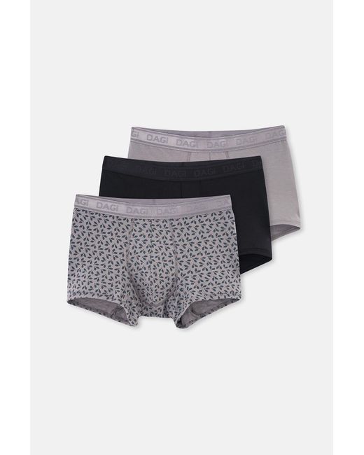 Dagi Schwarz 4210 3-Teiliger Gemusterter Micro-Modal-Boxer Für Herren in Black für Herren