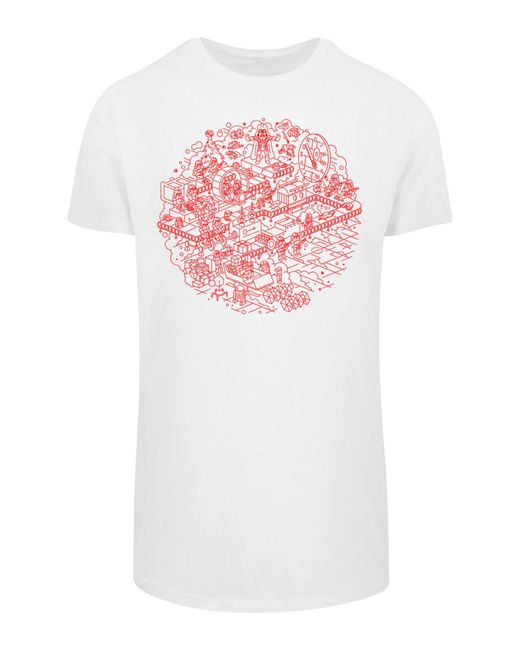 F4NT4STIC Star Wars Christmas Death Star -Wht With Shaped Long Tee Für Herren in White für Herren