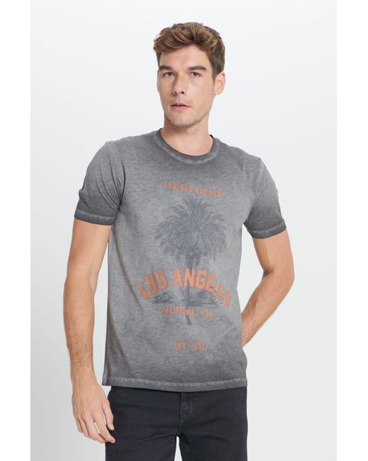 AC&Co / Altınyıldız Classics Anthrazitfarbenes Standard-Fit-T-Shirt Mit Normaler Passform Und Ausgestelltem Rundhalsausschnitt Aus 100 Baumwolle Für Herren in Gray für Herren