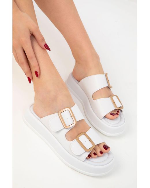 Soho White Weiße Hausschuhe Für Damen