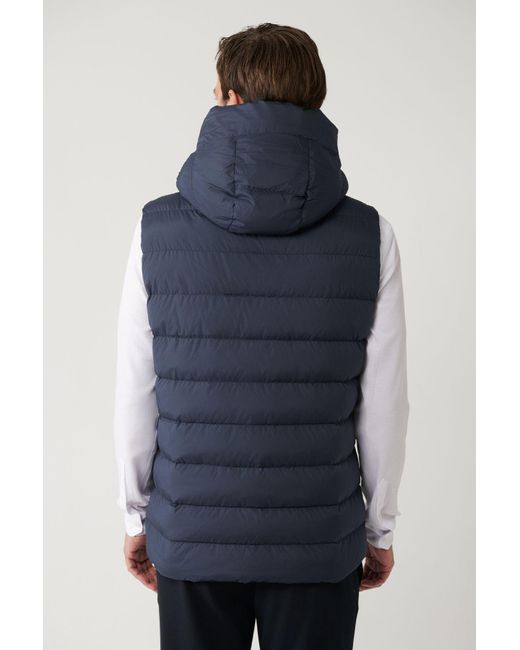 AVVA Marineblaue, Wasserabweisende Und Winddichte Kapuzenweste Mit Gänsedaunen A32Y6504 Für Herren in Black für Herren