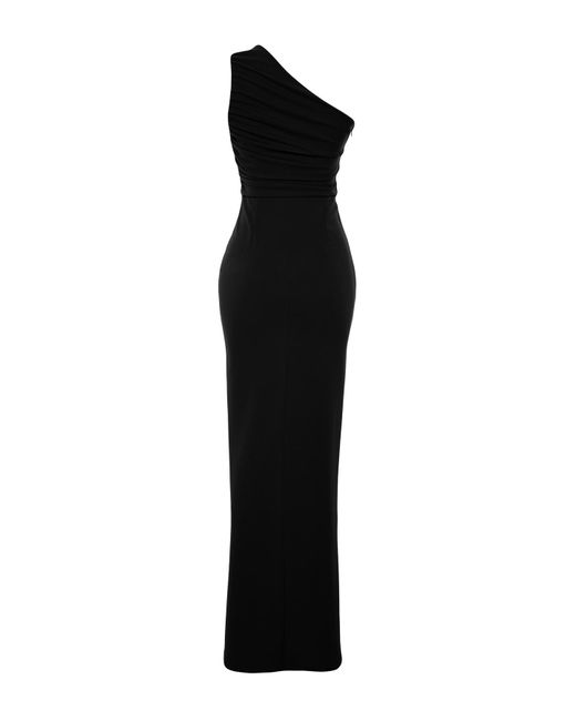 Trendyol Black Es, figurbetontes, langes abendkleid aus strick mit einzelnen ärmeln