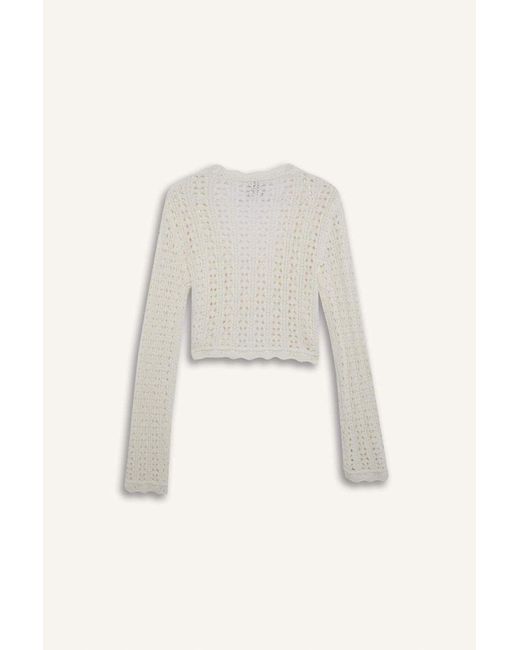 Defacto Natural Reguler Fit V-Ausschnitt Gebundene Häkelstrickjacke E7134Ax25Sm Für Damen