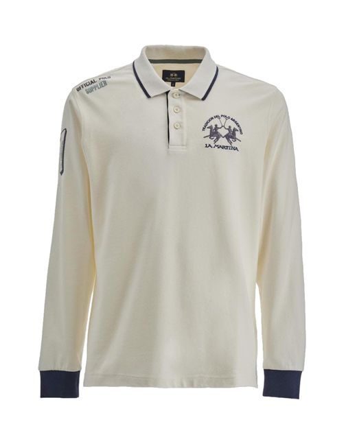 La Martina Shirt langarm-poloshirt regular fit wolfe mit logo-details in White für Herren