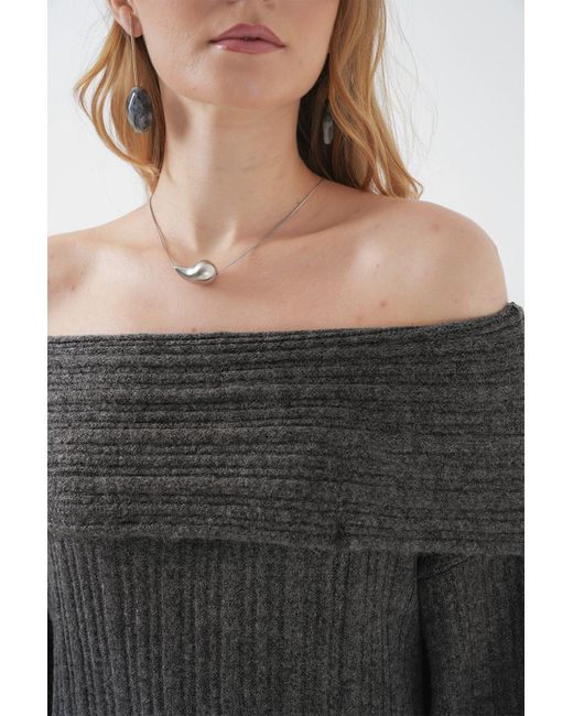 Bigdart Gray 15920 Übergroßes Strickkleid Mit Madonna-Kragen – Anthrazit Für Damen