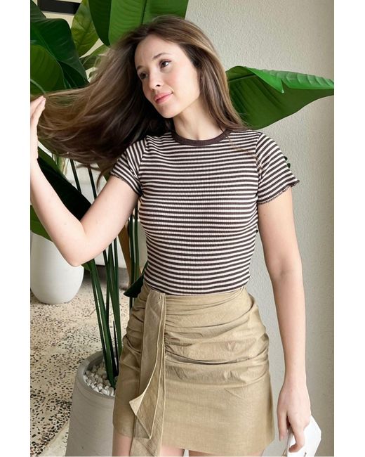 Bianco Lucci Green Modell Gestreifte Camisole-Bluse Für Damen