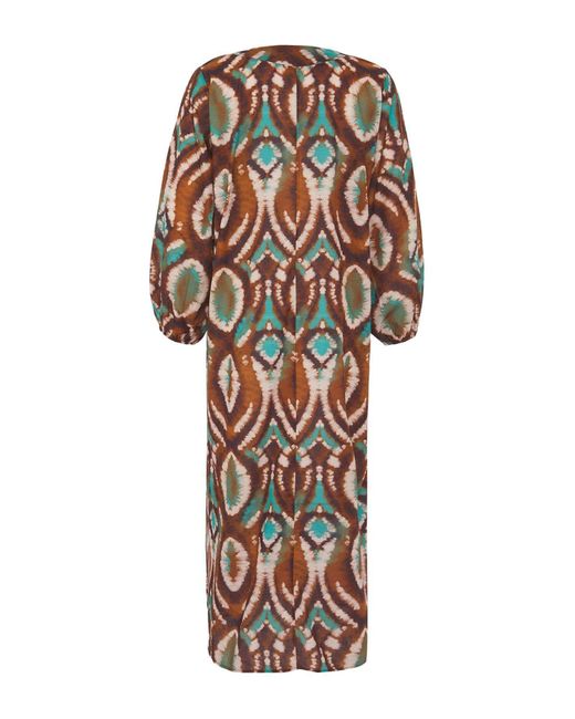 Trendyol White Ethnisch Gemustertes Maxi-Strandkleid Aus 100 Baumwolle Mit Ballonärmeln Für Damen