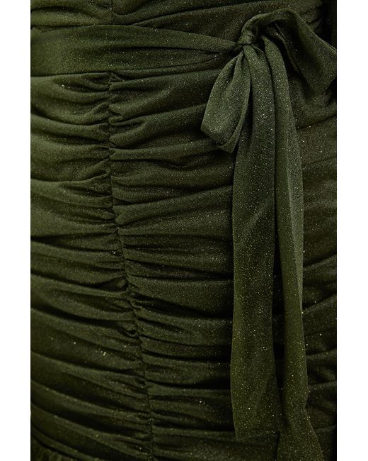 Trendyol Green Farbenes, langes, silbernes abendkleid mit rüschen und details