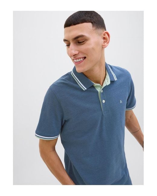 Jack & Jones Poloshirt Einfarbig Hemdkragen Poloshirt Für Herren in Blue für Herren